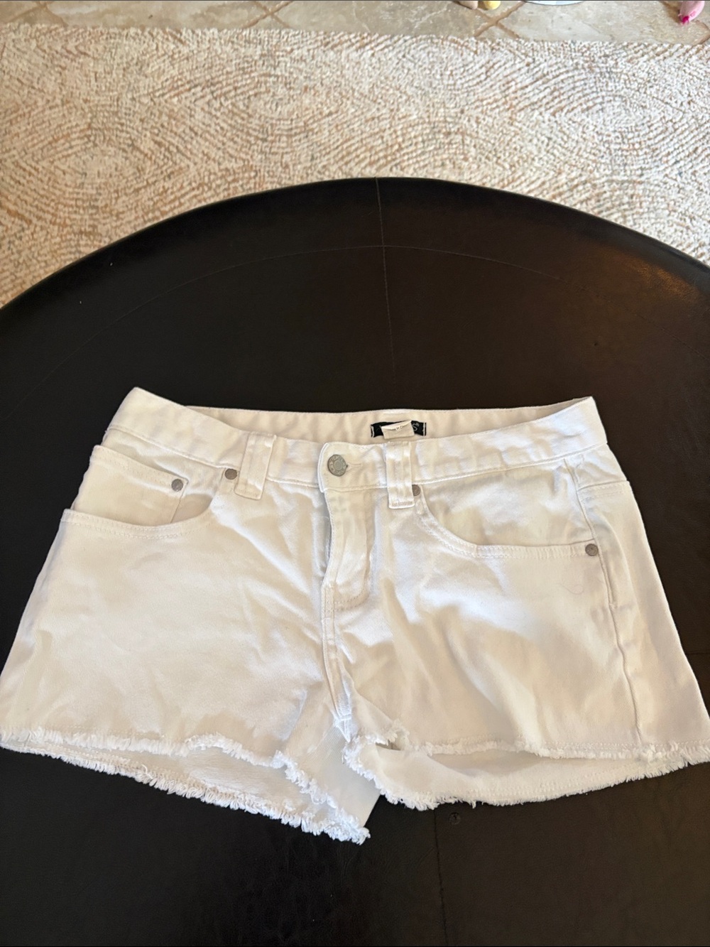 VENUS White Frayed Hem Denim Shorts
